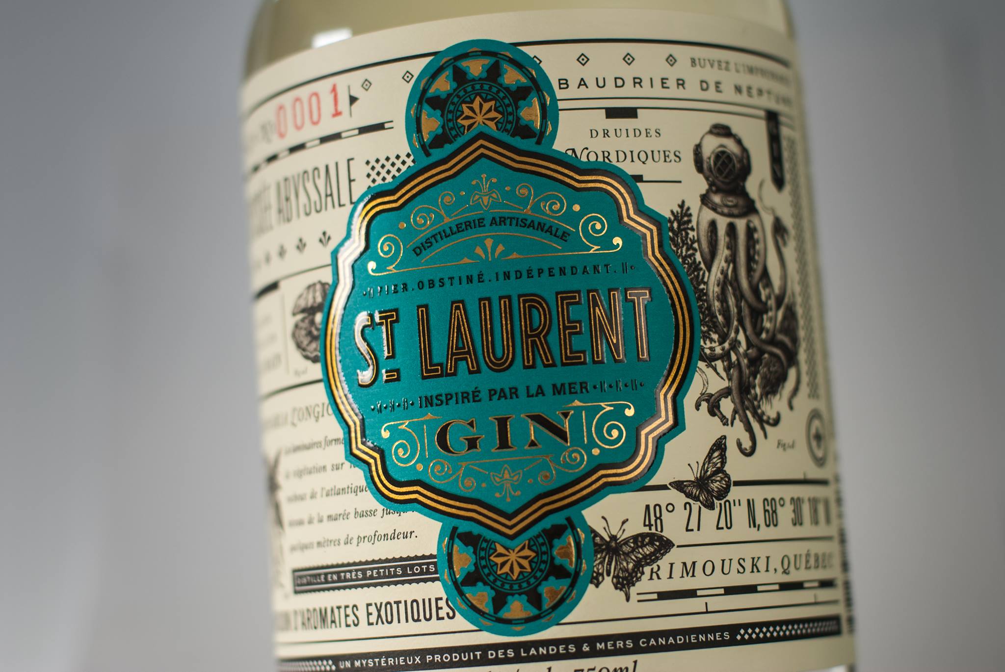 Bottle of gin from St-Laurent's Gin